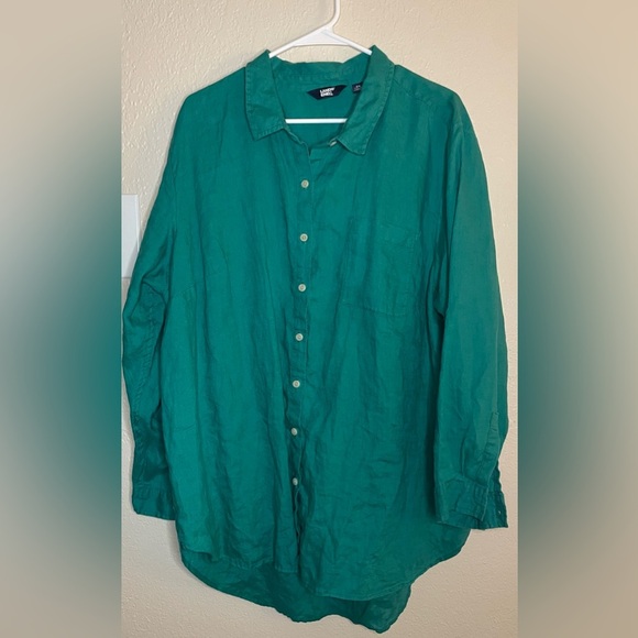 Lands' End 100% Linen Tunic in Island Emerald - Picture 6 of 8